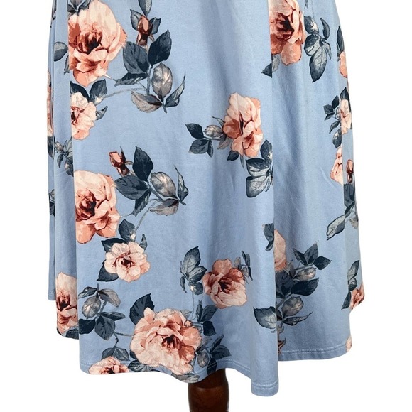 CES FEMME‎ RAGLAN SHORT SLEEVE CREW NECK FLOWY FLORAL DRESS BLUE MULTI SMALL EUC - Picture 9 of 12